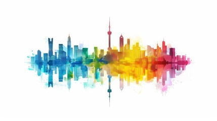 Obraz premium Colorful Cityscape Watercolor Painting