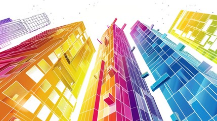 Abstract Cityscape with Rainbow Hues