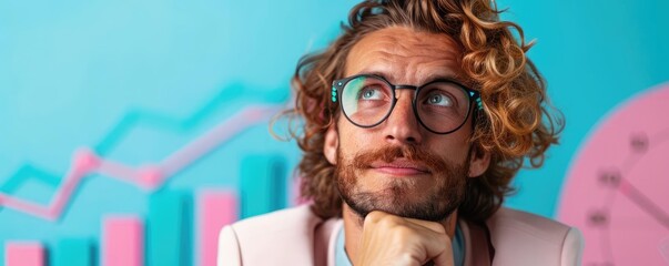 Young entrepreneur with futuristic financial tools, investment, future stability