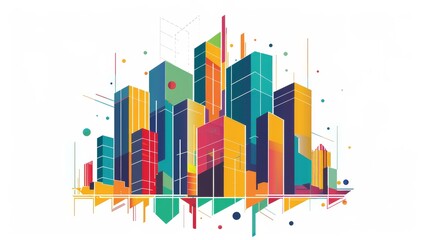 Fototapeta premium Abstract Colorful Cityscape Illustration