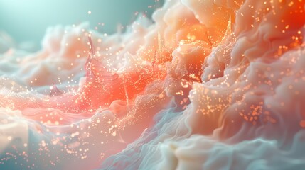 An abstract 3D representation of interconnected clouds, illustrating the idea of collaboration and sharing of scientific knowledge.