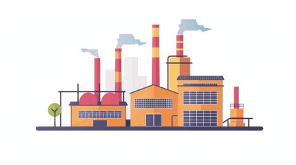 Obraz premium Industrial Complex with Smoke Stacks and Buildings
