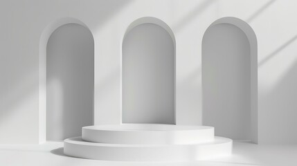Fototapeta premium Simple minimalist white podium for product presentation