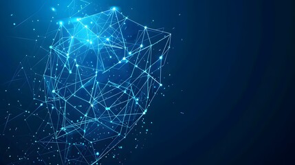 Security, shield lock in futuristic polygonal style. Concept of internet privacy or cyber protection or antivirus. Vector illustration