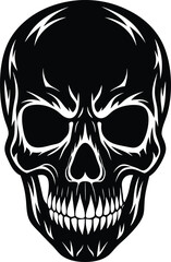 Skull Black and White Vector illustration, Skull Minimalist and Simple Silhouette Vector, Skull icon, tattoo, human, pirate