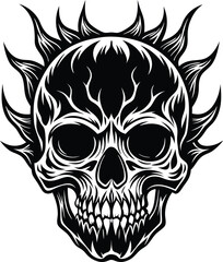 Skull Black and White Vector illustration, Skull Minimalist and Simple Silhouette Vector, Skull icon, tattoo, human, pirate