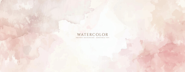 Abstract horizontal watercolor background. Neutral light colored empty space background illustration