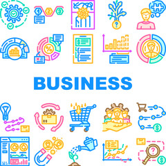 business process technology chart icons set vector. implementation, streamlining, standardization, decision making, problem solving business process technology chart color line illustrations