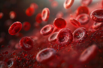 Fototapeta premium 3D Red Blood Cells Flowing Through a Vein