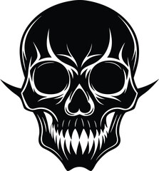 Skull Black and White Vector illustration, Skull Minimalist and Simple Silhouette Vector, Skull icon, tattoo, human, pirate