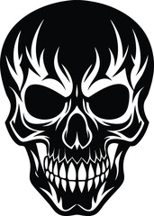 Skull Black and White Vector illustration, Skull Minimalist and Simple Silhouette Vector, Skull icon, tattoo, human, pirate