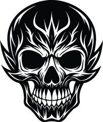 Skull Black and White Vector illustration, Skull Minimalist and Simple Silhouette Vector, Skull icon, tattoo, human, pirate