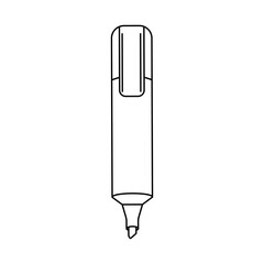 Outline marker pen icon. Linear felt marker silhouette. Highlighters for writing. Text marker office stationary