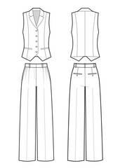 Waistcoat and trousers flat sketch
