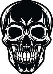 Skull Black and White Vector illustration, Skull Minimalist and Simple Silhouette Vector, Skull icon, tattoo, human, pirate