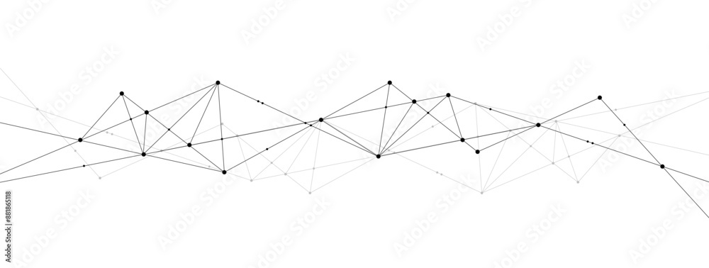 Fototapete Network polygonal connect lines and dots on white background template. Technology data transfer server global system graphic vector.	
