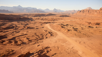 Naklejka premium Land Meets Water: A Contrasting Landscape of Sahara Desert and Red Sea