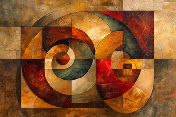Intricate Dance of Colors and Shapes in an Abstract Geometric Design
