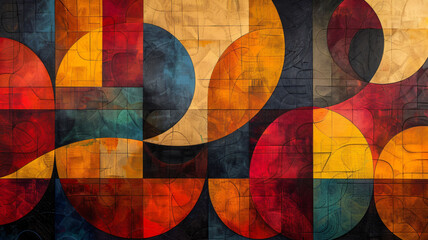 Intricate Dance of Colors and Shapes in an Abstract Geometric Design