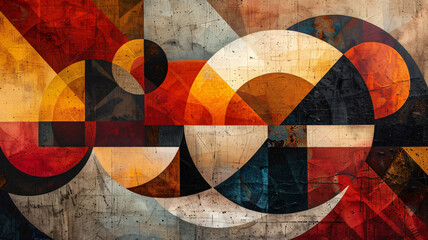 Intricate Dance of Colors and Shapes in an Abstract Geometric Design