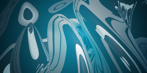 Naklejka premium Two colors 3d abstract background, bionic shapes, marble effect texture