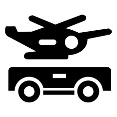 Black and White Helicopter on Truck Icon - Unique Transport