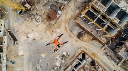 Obraz premium Aerial View of a Construction Site with a Drone