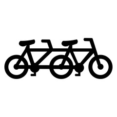 Black and White Tandem Bike Icon - Cycling Transportation