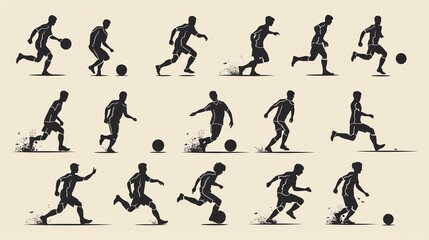 Silhouettes of soccer players in action.