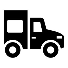 package car icon vector, package car illustration in flat silhouette style, for your company logo and web design, black and white color and transparan background