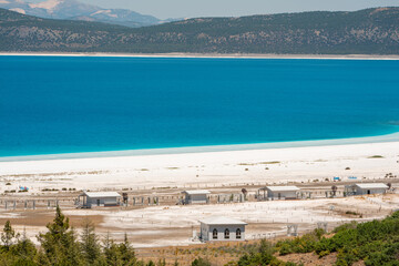 Turquoise colored Salda Lake located in Burdur Turkey. Turkish name Salda Golu