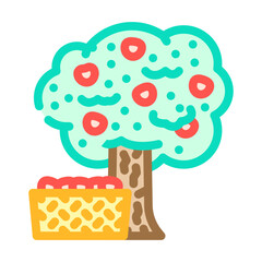 apple picking autumn color icon vector. apple picking autumn sign. isolated symbol illustration