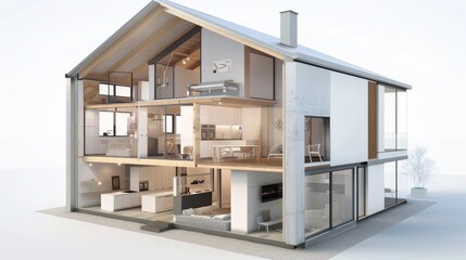 Cross-Section View of a Modern House
