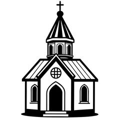 small orthodox church vector  silhouette 