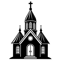 small orthodox church vector  silhouette 