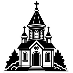 small orthodox church vector  silhouette 
