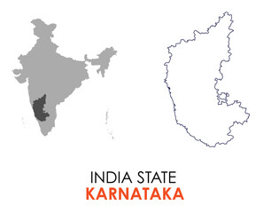 Karnataka map of Indian state. Karnataka map vector illustration. Karnataka vector map on white background.