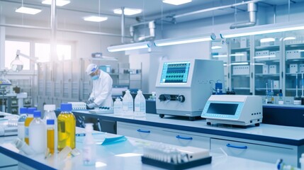 Modern Laboratory Interior with Equipment and Scientist
