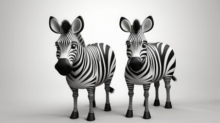 Two Cartoon Zebras Standing Side By Side.