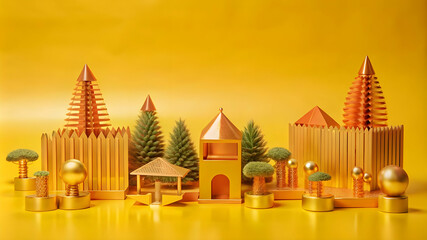 Obraz premium 3d metal made landscape Beautiful scenery