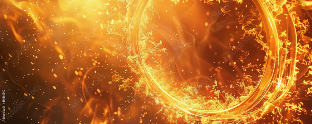 Wall mural a fire background featuring a ring of fire performers, with flames forming intricate patterns and cr