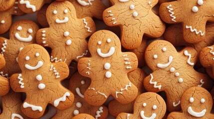 Festive Homemade Gingerbread Cookies A Background of Sweet Holiday Treats with Icing Decoration