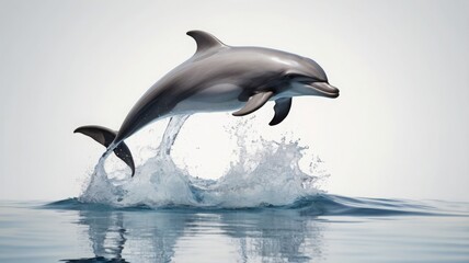 Dolphin leaping out of the water with a splash.