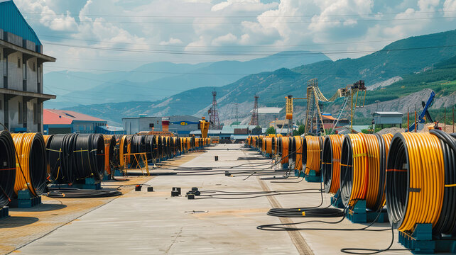 Cable manufactured, production, MV, LV, HV, technology, equipment, closeup, copper