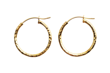 Hoop Earrings with Hammered Metal Isolated on Transparent Background
