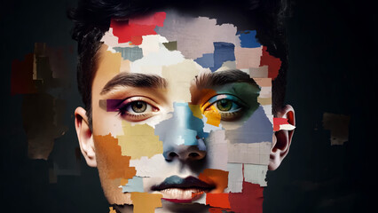 Face of Diversity, Inclusion, Individuality, Freedom and Creativity. Concept for Unity, Community and Social Acceptance