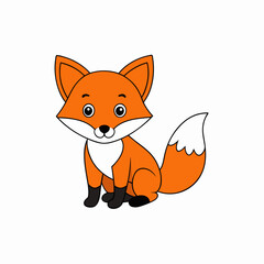 Obraz premium Fox Learns Icon Vector Art Illustration, Wildlife Animal Art on White Background