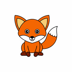 Obraz premium Fox Learns Icon Vector Art Illustration, Wildlife Animal Art on White Background