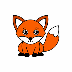 Obraz premium Fox Learns Icon Vector Art Illustration, Wildlife Animal Art on White Background