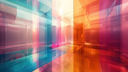 Abstract architecture in vibrant digital hues